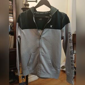 Hurley Black and Gray Full-Zip Hoodie